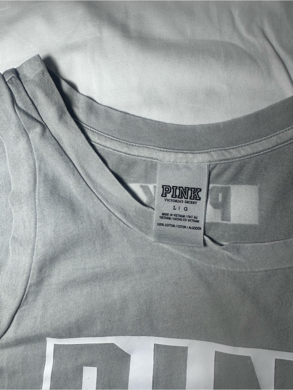 PINK Victoria's Secret Grey Graphic Tank